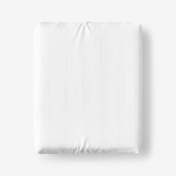 The Company Store Company Cotton Dobby Stripe Wrinkle-Free Sateen White Cotton Twin Fitted Sheet