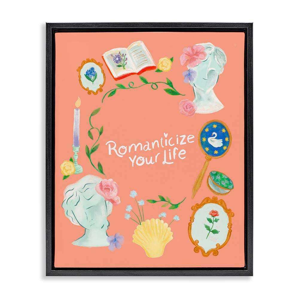 Romanticize Your Life by Laura Konyndyk Black Floater Frame Typography Graphic Art Print 31 in. x 25 in. price history on PriceWatchPro