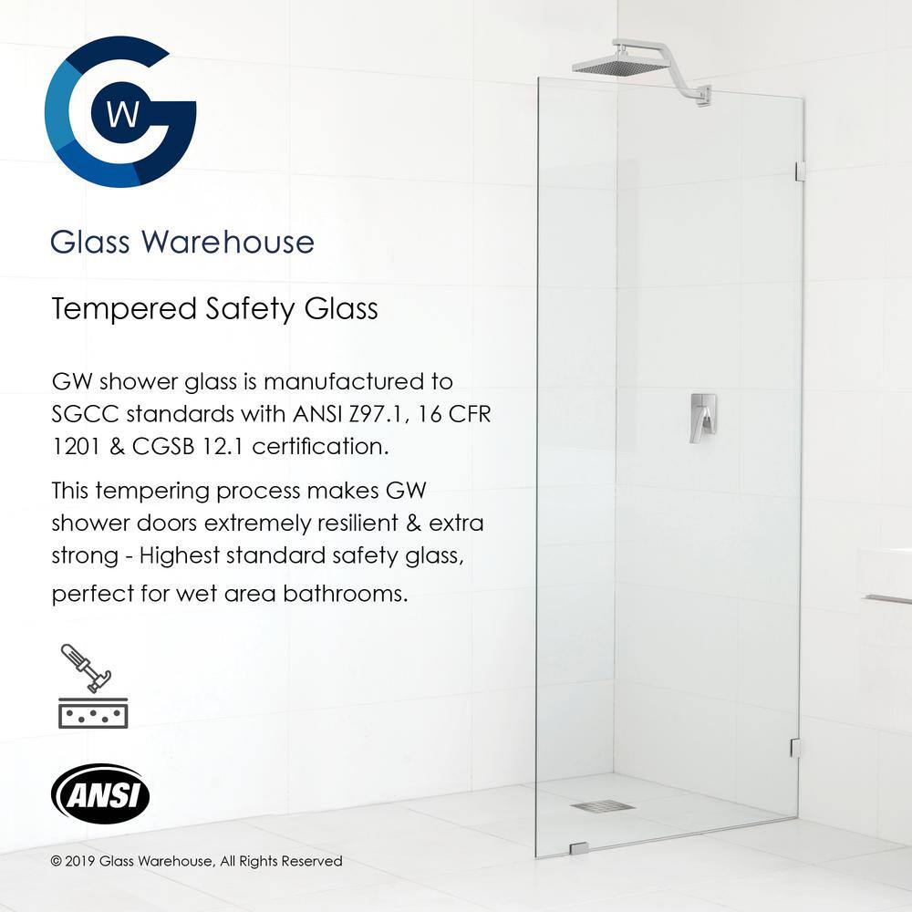Satin Brass Frameless Glass Hinged Shower Enclosure, 78 x 38.5 in