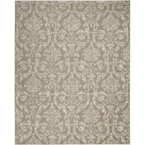 Nourison Jubilant Olive 8 ft. x 10 ft. Damask Transitional Area Rug