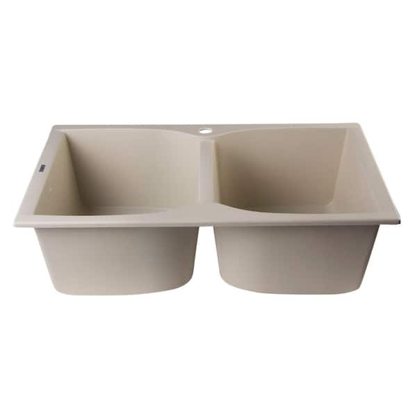 ALFI brand AB3220DI 32 Drop-In Double Bowl Granite Composite