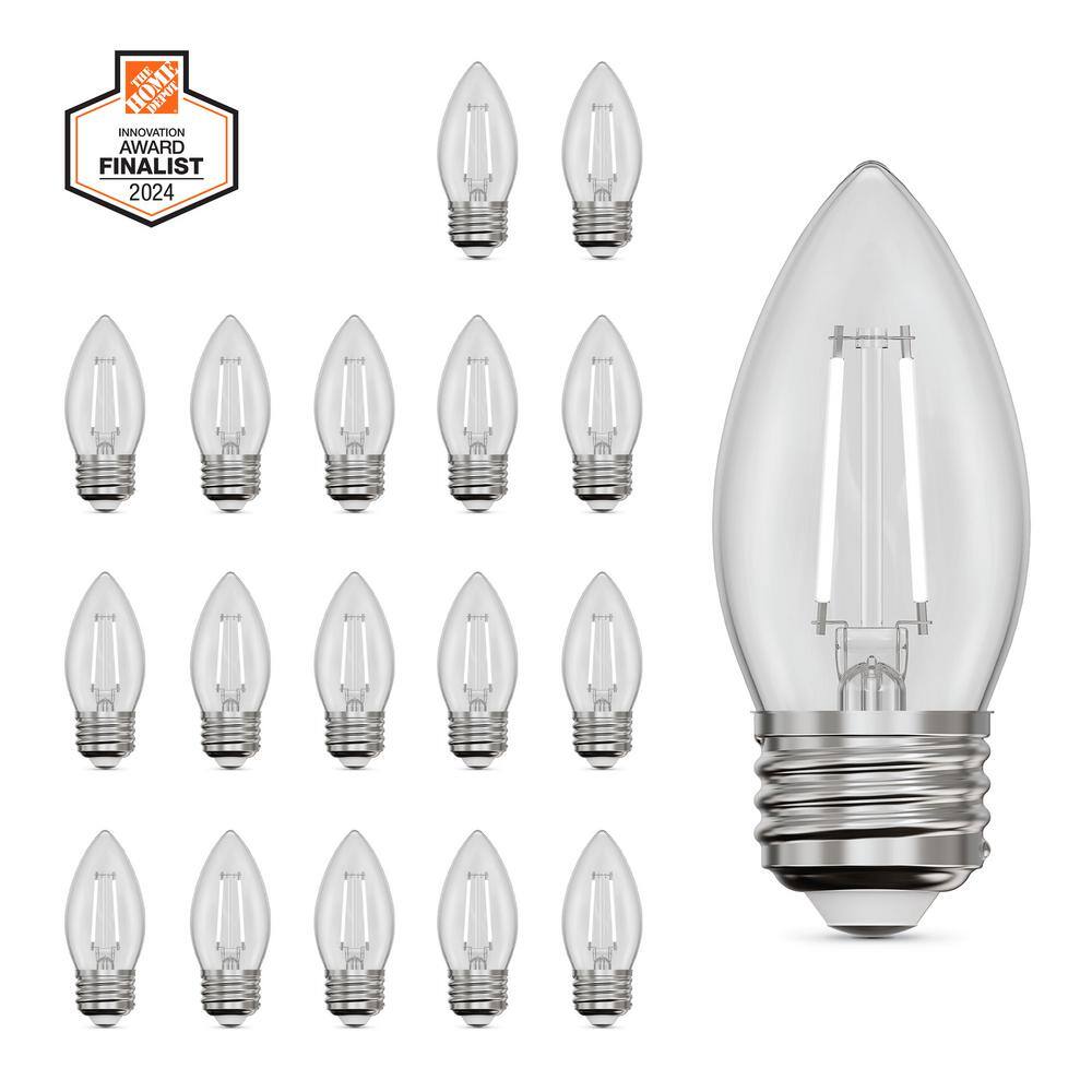 60-Watt Equivalent B10 E26 Base Dimmable White Filament Clear Glass Chandelier LED Light Bulb, Daylight 5000K (18-Pack) price history on PriceWatchPro