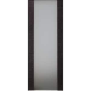 Della 24 in. x 96 in. No Bore Solid Composite Core 4-Lite Glass Gray Oak Finished Wood Composite Interior Door Slab