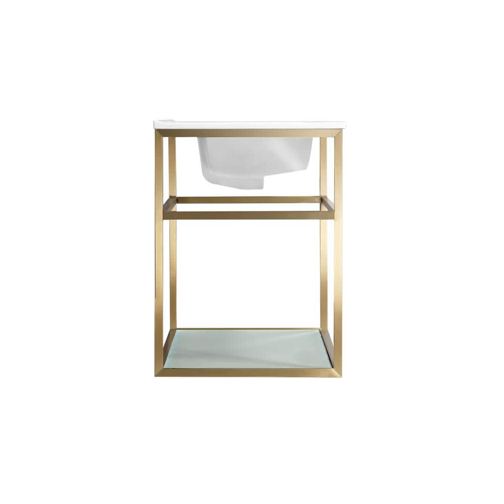 Pierre 24" Gold Metal Frame with Glass Shelf Wall-Mounted Vanity