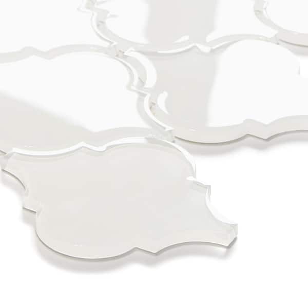 Arabesque Lantern White 12 in. x 9 in. Polished Glass Wall Mosaic Tile (3.8 sq. ft./Case)