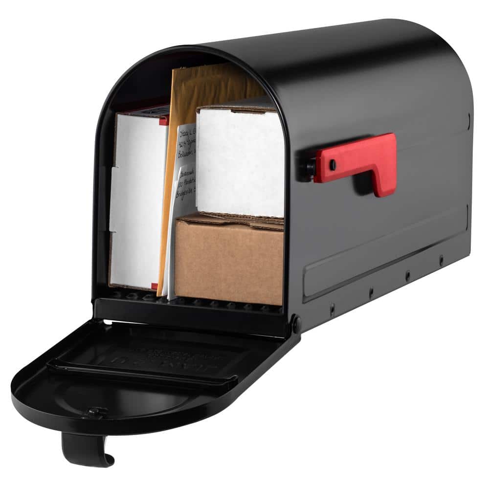 Black Steel Post Mount Mailbox and Post Kit