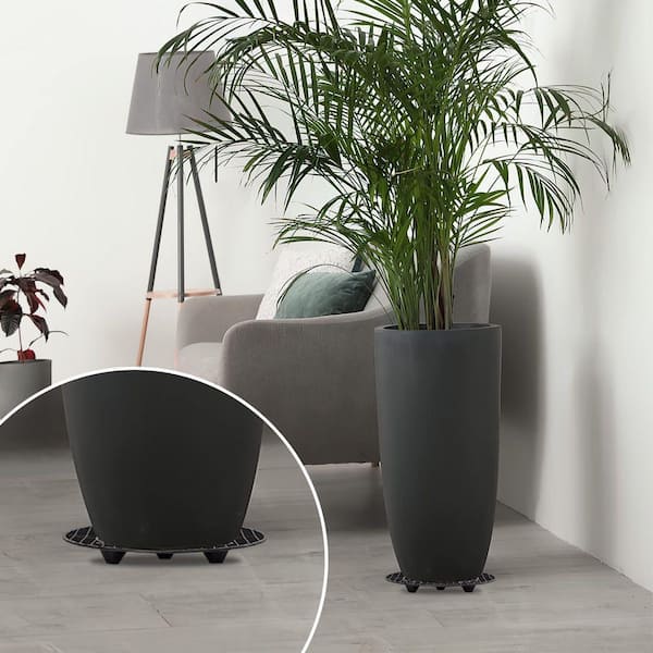 8-Pack Black Plastic Round Plant Stand for Flower Pot (1.2 in. H 2