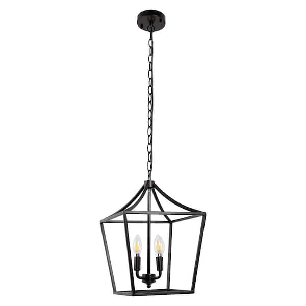 4-Light Black Grain Chandelier Pendant Light Fixture E12 Base Bulbs Not Included