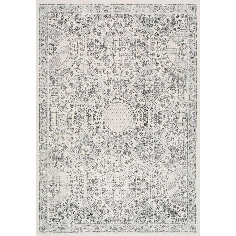 Gray 6' x 9' Synthetic Stain-Resistant Area Rug
