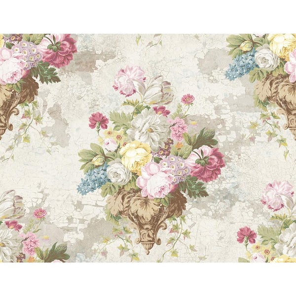 CASA MIA Floral Bunch Ivory and Multicolor Paper Non-Pasted Strippable Wallpaper Roll (Cover 60.75 sq. ft.)