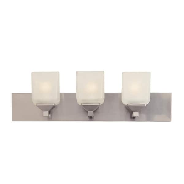 Bel Air Lighting Edwards 24 in. 3-Light Pewter Bathroom Vanity Light Fixture with Frosted Glass Shades