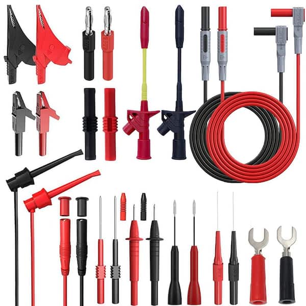 24-Piece Multimeter Test Leads Set 1000V 10A CAT III Silicone Probes Alligator Clips Piercing Clips Kit