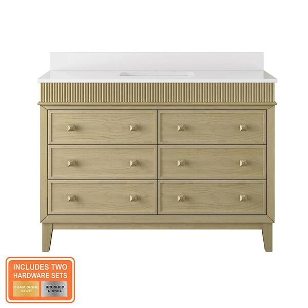 Danby 48 in. Single Sink Platinum Oak Bath Vanity with White Engineered Marble Top (Assembled)