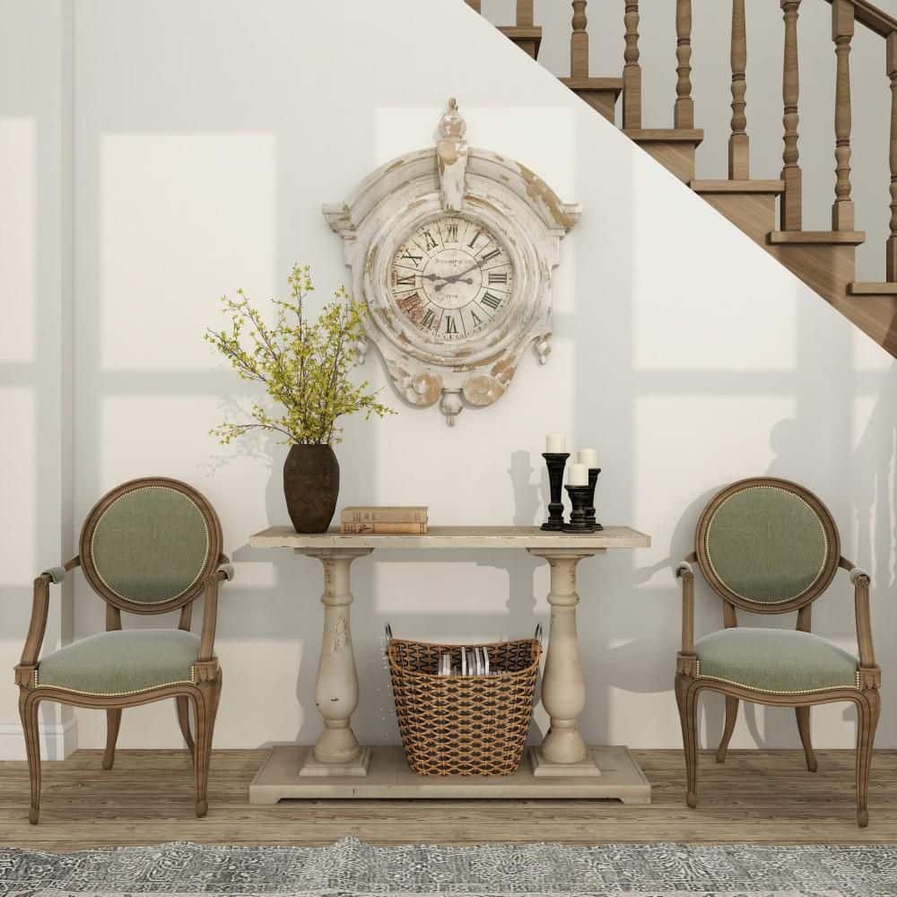 Vintage Brown and White Distressed Fiberglass Wall Clock