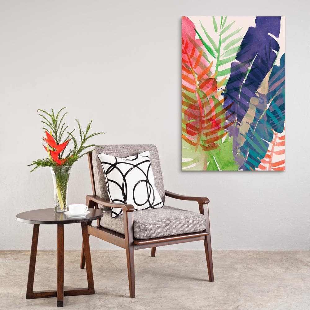 Electric Palms Multicolor Frameless Tempered Glass Wall Art, 48" x 32"