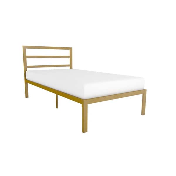 Signature Sleep Laurier Gold Metal Twin Size Platform Bed with Headboard