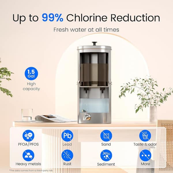 King Tank 3-Stage Gravity-Fed Water Filter System with Upgrade 3 Black Carbon Filters in Black
