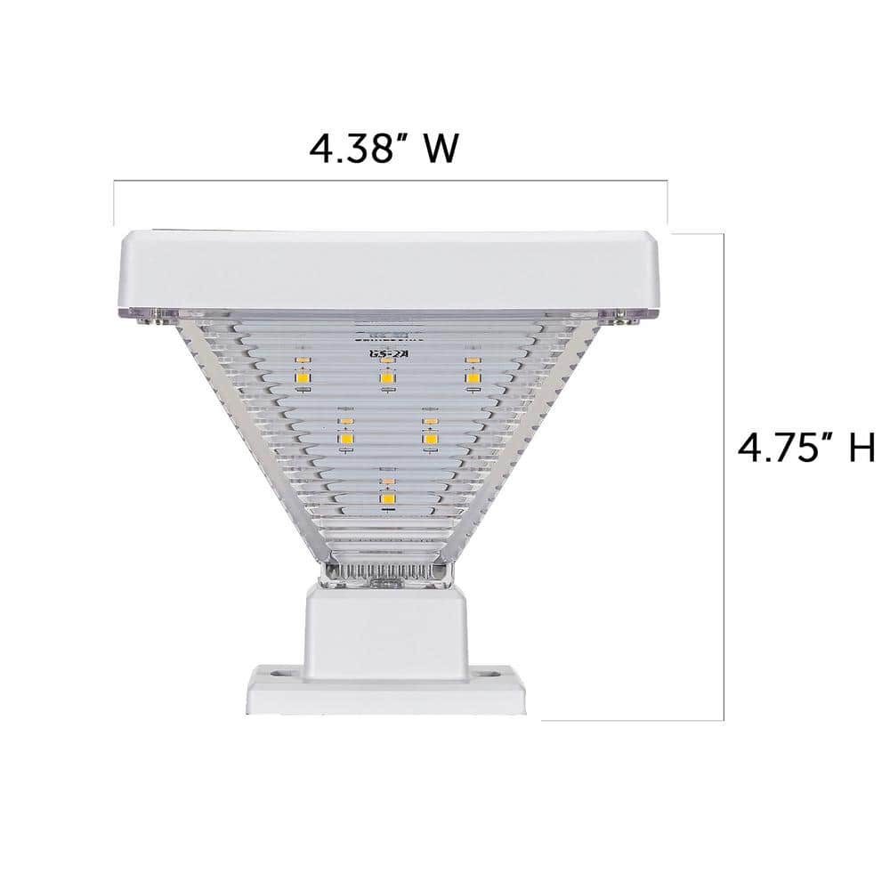 Luxor White Solar LED Post Cap Lights with Dusk to Dawn Mode (Set of 2)