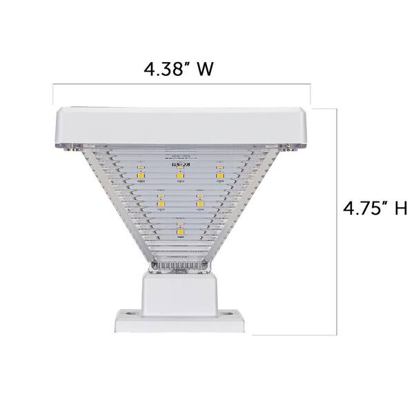GAMA SONIC Luxor White 4 x 4 and 5 x 5 Solar LED Deck Post Cap