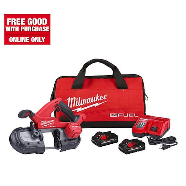 Milwaukee M18 FUEL 18V Lithium-Ion Brushless Cordless Compact Bandsaw Kit with Two 3.0 Ah High Output Batteries