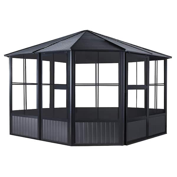 Charleston 12 ft. x 15 ft. Dark Grey Solarium