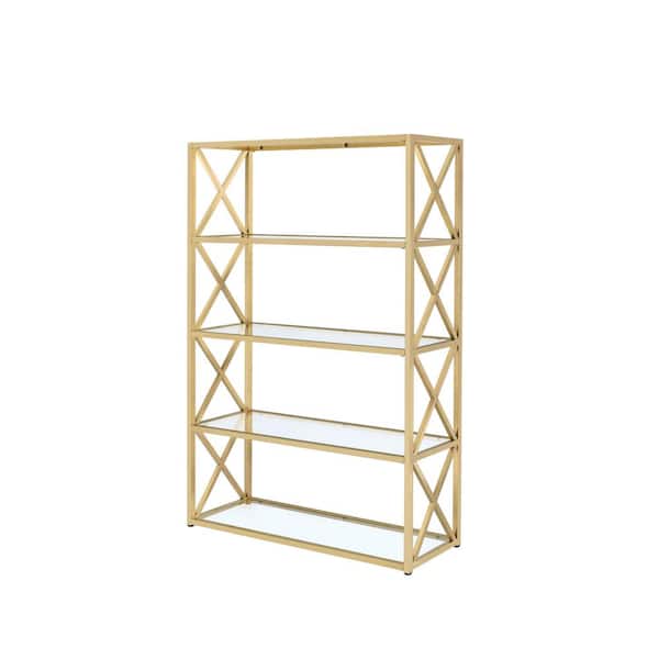 Acme Furniture 77 in. Gold Metal 5-shelf Etagere Bookcase with Open Back