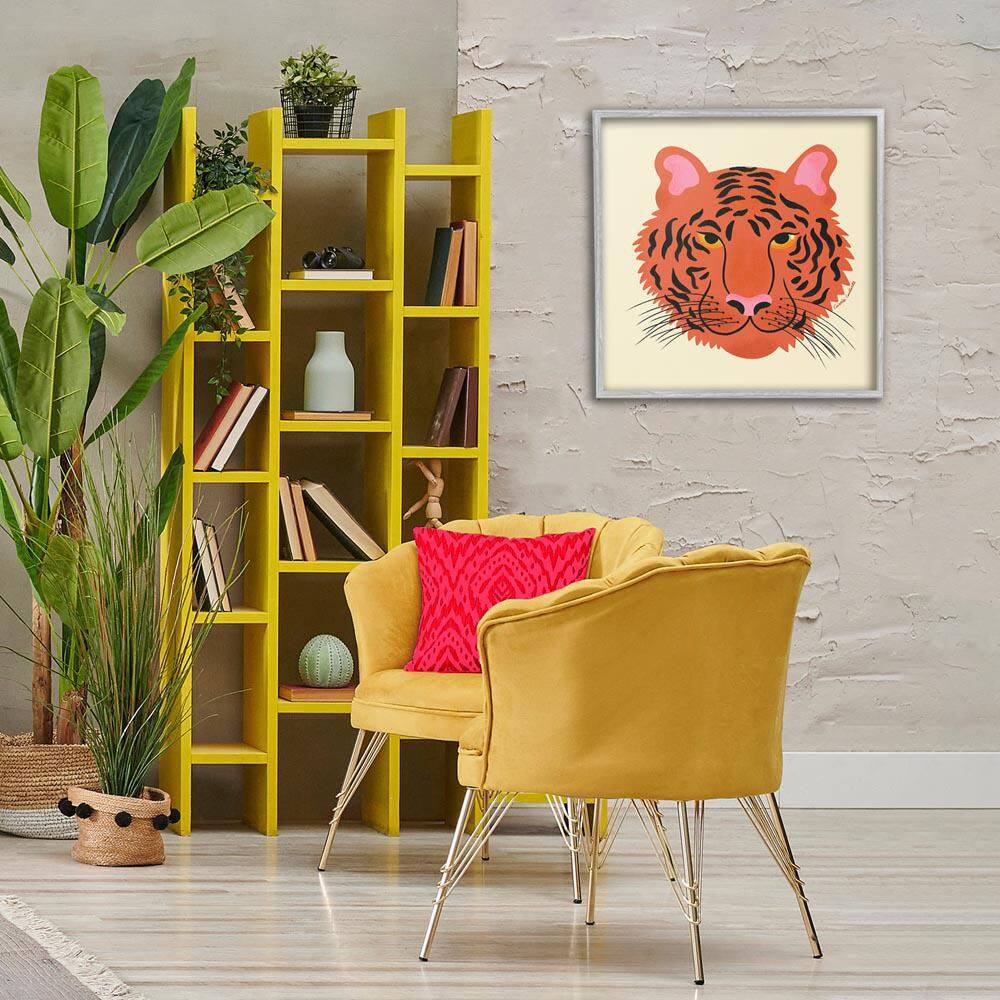 Modern Wild Tiger Face by Carrie Cantwell Gray Framed Animal Giclee Art Print 24 in. x 24 in. price history on PriceWatchPro