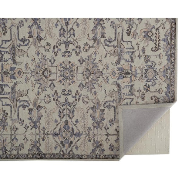 8 x 10 Gray and Ivory Floral Area Rug