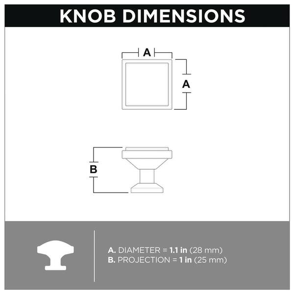 12-Pack Champagne Bronze Cabinet Knob Classic Square 1-1/9 in. 28 mm 