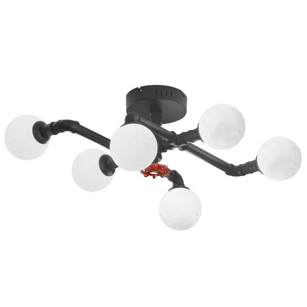 26 in. LED Black Farmhouse Semi-Flush Mount Ceiling Light Fixtures Sputnik Chandelier for Kitchen Bedroom Dining Room price history on PriceWatchPro
