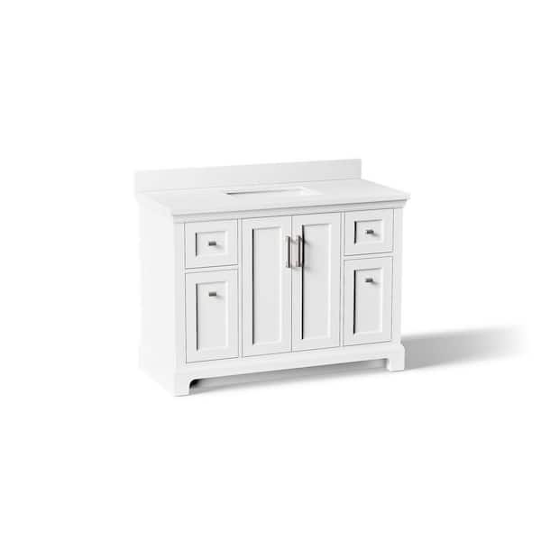 Charlemont 49 in. Single Sink Freestanding White Bath Vanity with White Quartz Top Assembled