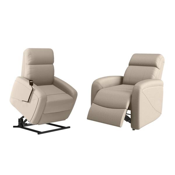 ProLounger Rocker Recliner and Power Lift Recliner Chairs in Cream Chenille (Set of 2)