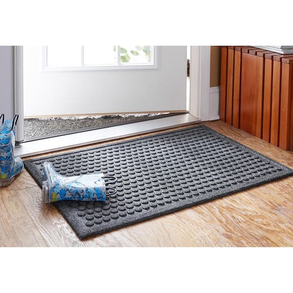 Dots Grey Charcoal 36 in. x 48 in. Recycled Rubber Indoor/Outdoor Impressions Door Mat