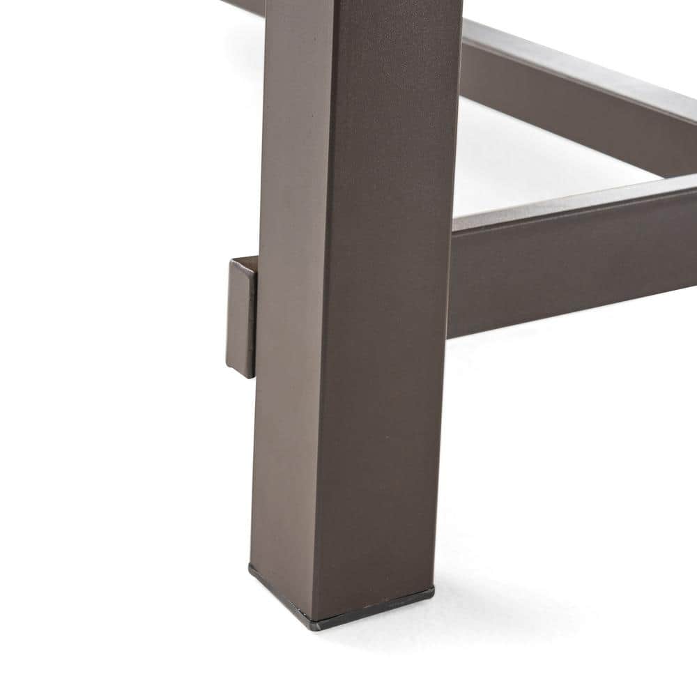 Teak Brown Iron Frame 3-Piece Outdoor Dining Set
