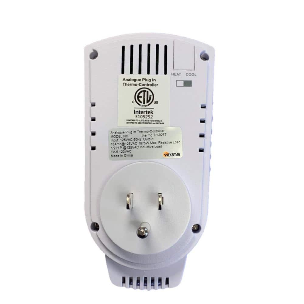 White Programmable Plug-in Thermostat for Heaters and AC