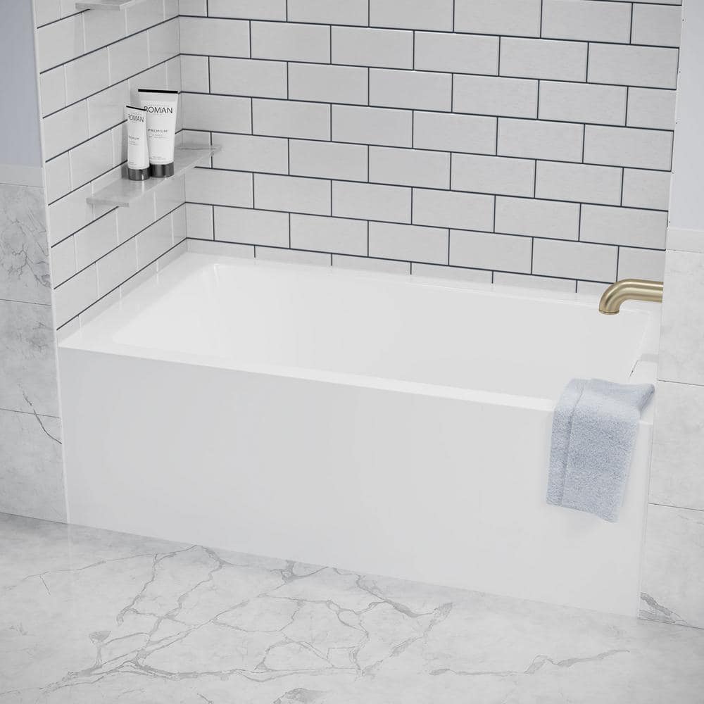 Grayley 60'' White Acrylic Alcove Soaking Bathtub