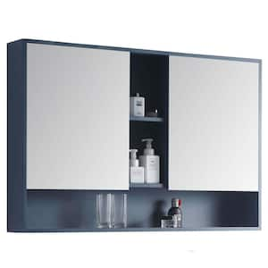 Shawbridge 45.28 in. W x 29.53 in. H Large Rectangular French Blue Surface Mount Medicine Cabinet with Mirror