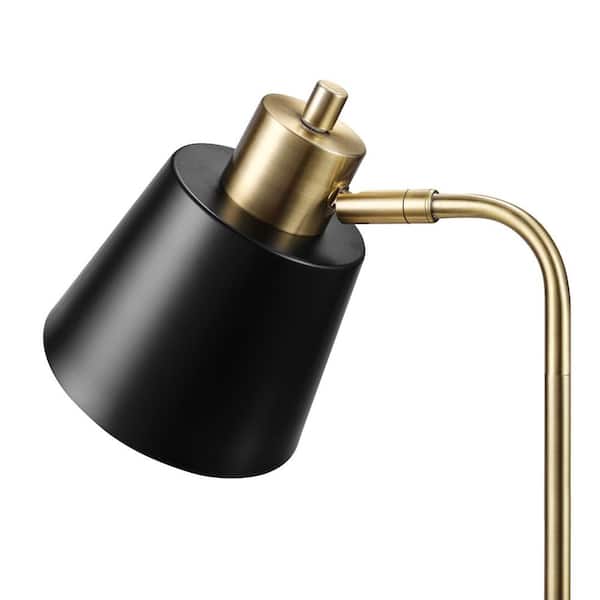 Globe Electric 18 in. Desk Lamp, Matte Brass Finish, Matte Black Metal  Shade, Pivot Joint, On/Off Rotary Switch On Shade, E26 Base Bulb 91006605 -  The Home Depot