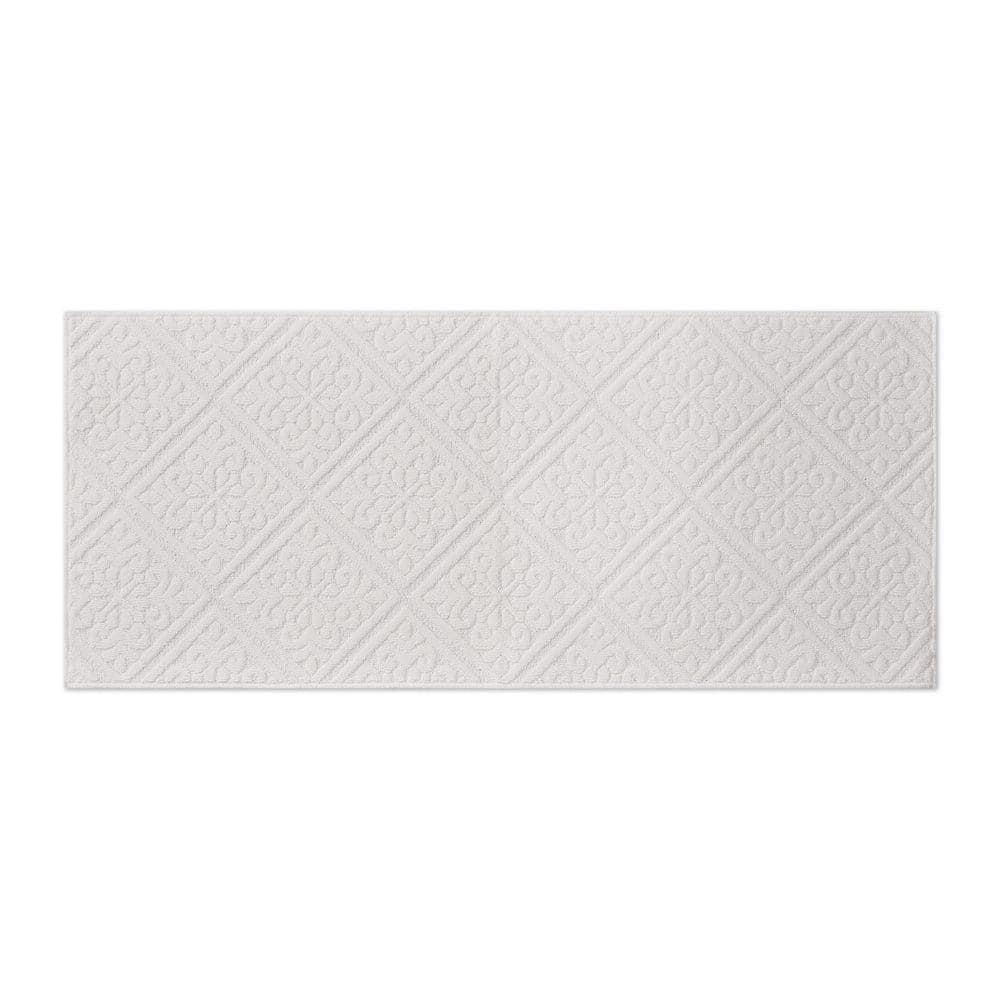 Laura Ashley Austell Solid Ivory 2 ft. x 5 ft. Geometric Runner