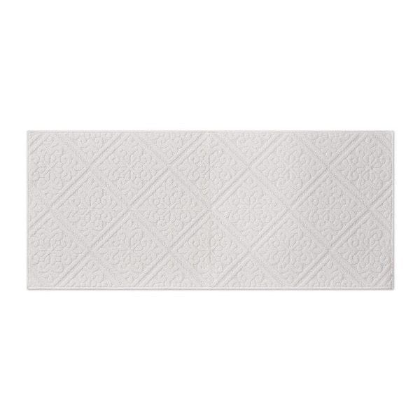 Laura Ashley Austell Solid Ivory 2 ft. x 5 ft. Geometric Runner