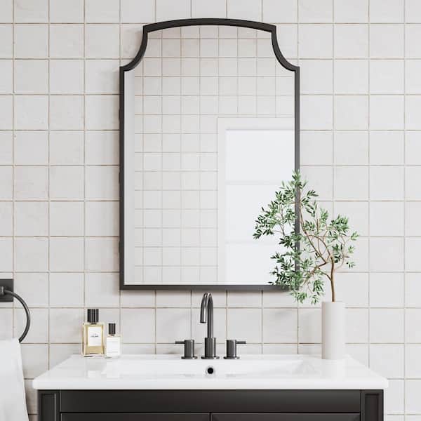 19.7 in. W x 29.9 in. H Classic Arched Recessed/Surface Mount Medicine Cabinet with Mirror in Black