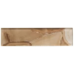 Myst Qanyon Beige/Brown 3 in. x 12 in. Smooth Glass Subway Wall Tile (3.75 sq. ft./Case)