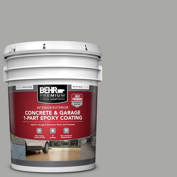 BEHR PREMIUM 5 gal. #PFC-68 Silver Gray Self-Priming 1-Part Epoxy Satin Interior/Exterior Concrete and Garage Floor Paint
