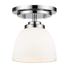 23 in. 3-Light Chrome Flush Mount with Matte Opal Shade