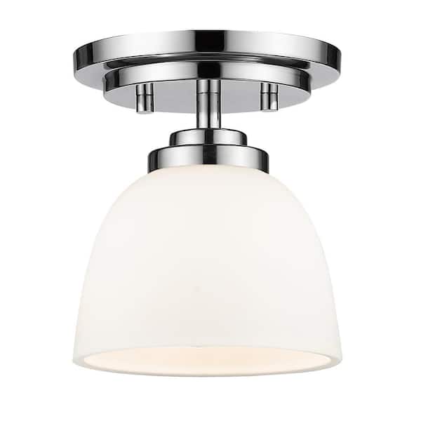 Unbranded 23 in. 3-Light Chrome Flush Mount with Matte Opal Shade