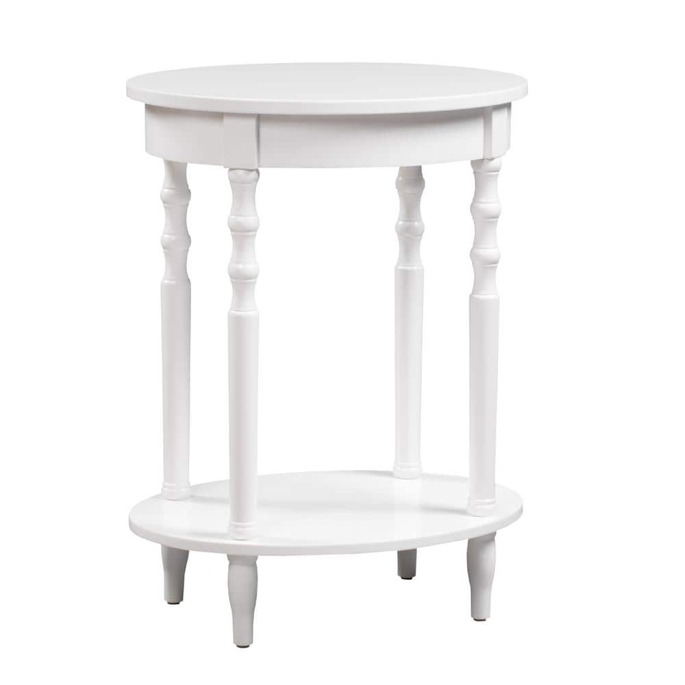 Classic Brandi White Oval End Table with Shelf