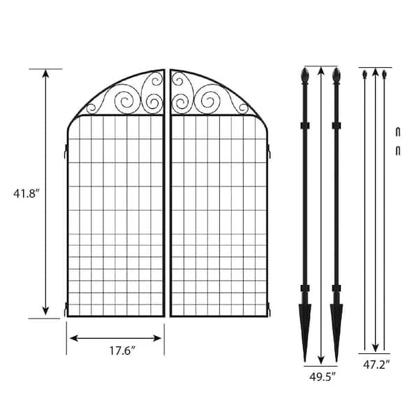 Vigoro Rockdale 41.9 in. H x 34.8in W Black Metal Garden Fence Gate