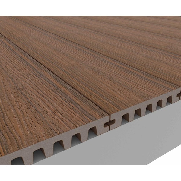 NewTechWood Monarch Series 0.98 in. x 5.5 in. x 8 ft. Empress Grooved  Leather Brown Composite Decking Board US125-8-NTK - The Home Depot