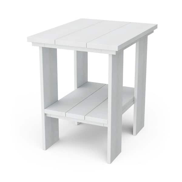 Wildridge Contemporary White HDPE Plastic Outdoor Side Table