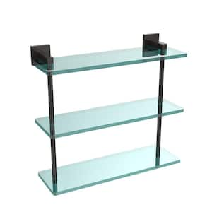 Montero 16 in. L x 15 in. H x 6-1/4 in. W 3-Tier Clear Glass Bathroom Shelf in Oil Rubbed Bronze